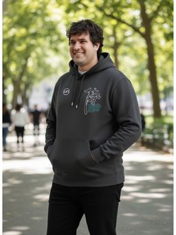 UNSTD - Grey Men Plus Size Graphic Printed Winter Wear Hoodie