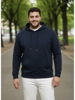 UNSTD - Navy Blue Men Plus Size Solid Hoodie