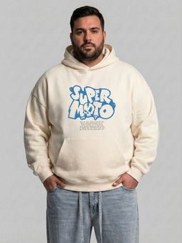 UNSTD - Off White Men Plus Size Off-White Printed Hoodie Sweatshirt