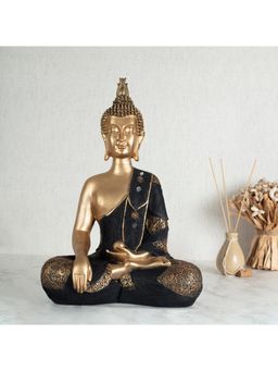 HomeTown - Zen Polyresin Embellished Buddha Hand Finished Figurine 38cm in Black Colour