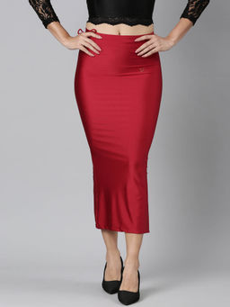 TWIN BIRDS - Red Velvet Women Straight Fit Saree Shaper