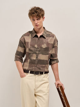 The Bear House - Men Brown Relaxed Fit Casual Shirt