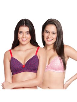 Shyaway - Taabu Printed wire-free Padded 3/4th Coverage T-Shirt bra - Multi-Color (Pack of 2)