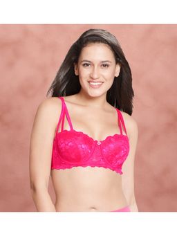Shyaway - Susie Demi Coverage Underwired Strappy Front Balconette Lightly Padded Bra -Pink