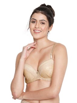 Shyaway - Susie Demi-Coverage Underwired Full Lace Bridal Balconette Padded Bra -Skin