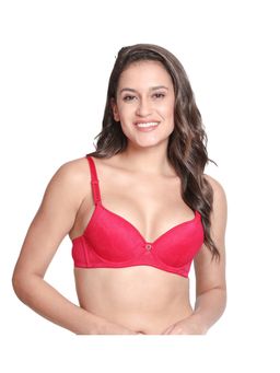 Shyaway - Susie 3/4th Coverage Underwired Lace Detachable Padded Bra -Hot Pink