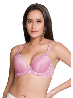 Shyaway - Susie 3/4th Coverage Underwired Full Lace Padded Bra- Pink
