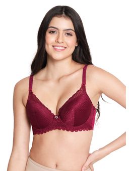 Shyaway - Susie 3/4th Coverage Underwired Full Lace Padded Bra- Red