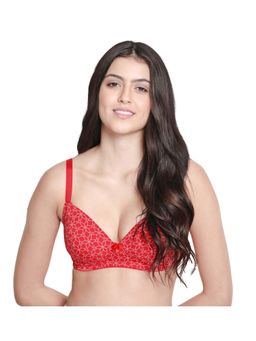 Shyaway - Taabu Everyday Floral Printed wire-free Padded 3/4th Coverage T-Shirt bra - Red