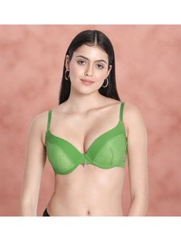 Shyaway - Susie Demi Coverage Green Lace Under wired Padded Pushup Bra - Green