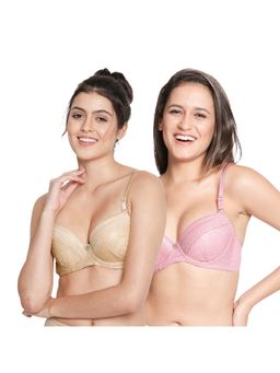 Shyaway - Susie Demi-Coverage Underwired Full Lace Balconette Padded Bra -Multi-Color (Pack of 2)