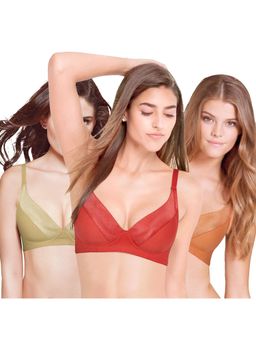 Shyaway - Taabu 3/4th Coverage Satin Cup Wirefree Plunge Padded Bra -Multi-Color (Pack of 2)