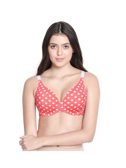 Shyaway - Full Coverage Underwired Polka Print Everyday T-shirt Padded Bra- Multicolour
