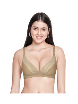 Shyaway - Taabu 3/4th Coverage Satin Cup Wirefree Everyday Plunge Padded Bra - Skin