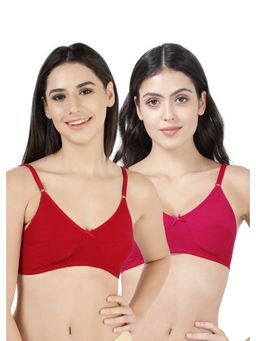 Shyaway - Shyle Womens Love Potion & Racing Red Non Padded Seamed Everyday Bra (Pack of 2)