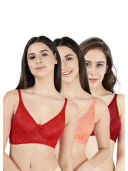 Shyaway - Susie Womens Non Padded Wirefree Lace Bra- Multi Color (Pack of 3)
