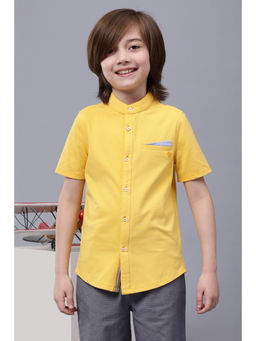 One Friday - Yellow Chinese Collar Cotton Shirt