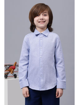 One Friday - Blue Full Sleeves Cotton Shirt