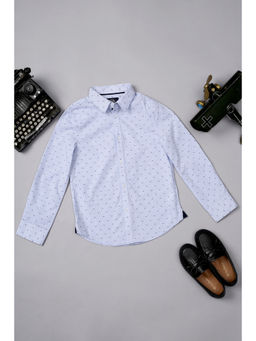 One Friday - Blue Full Sleeves Cotton Striped Shirt