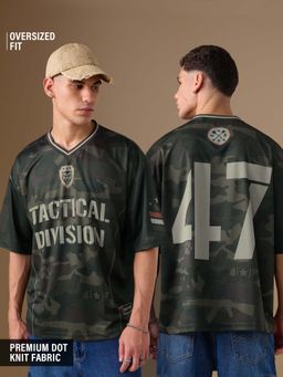 The Souled Store - Men Olive Tactical Division Camouflage Printed T-shirt