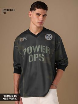 The Souled Store - Men Charcoal Freedom Power Ops Camouflage Printed T-shirt