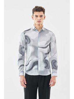 Snitch - Men Grey Printed Full Sleeves Slim Casual Shirt