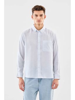 Snitch - Men Light Blue Checks Full Sleeves Regular Casual Shirt