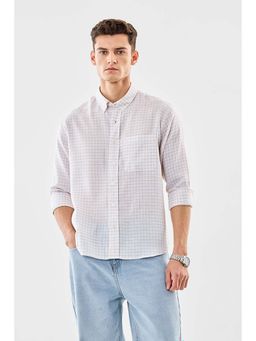 Snitch - Men Beige Checks Full Sleeves Regular Casual Shirt
