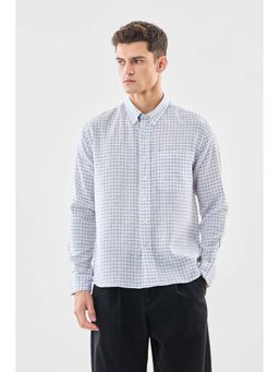 Snitch - Men Dark Blue Checks Full Sleeves Regular Casual Shirt