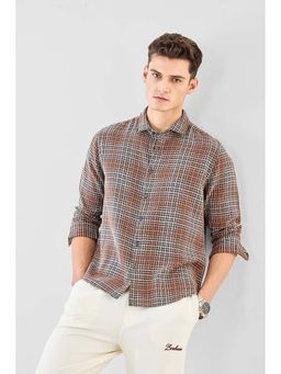 Snitch - Men Black Checks Full Sleeves Regular Casual Shirt