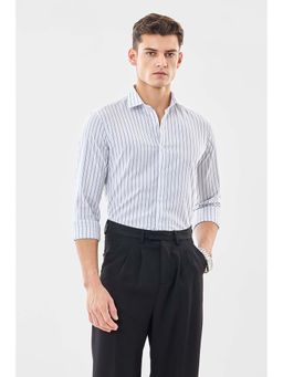 Snitch - Men White Stripes Full Sleeves Slim Shirt