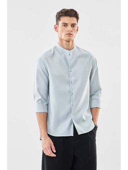Snitch - Men Light Blue Solid Full Sleeves Casual Shirt