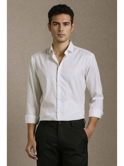 Louis Philippe - Men White Self Design Full Sleeves Shirt