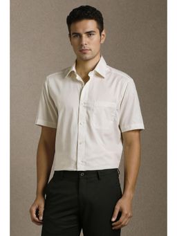 Louis Philippe - Men White Solid Half Sleeves Formal Shirt