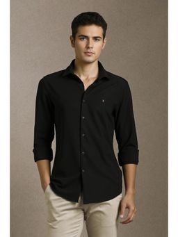 Louis Philippe - Men Black Solid Full Sleeves Casual Shirt