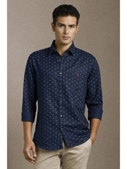 Louis Philippe - Men Navy Blue Print Full Sleeves Casual Shirt