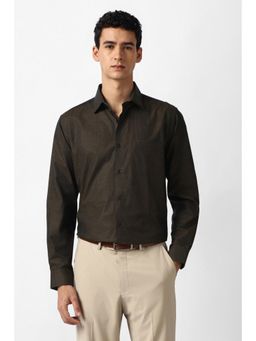 Van Heusen - Men Brown Textured Full Sleeves Formal Shirt