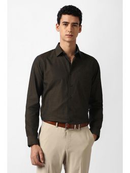 Van Heusen - Men Brown Textured Full Sleeves Formal Shirt