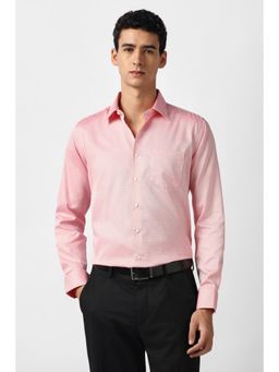 Van Heusen - Men Pink Textured Full Sleeves Slim Formal Shirt
