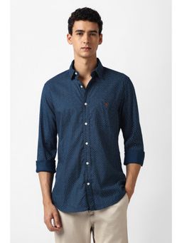 Van Heusen - Men Navy Blue Polka Dots Printed Shirt