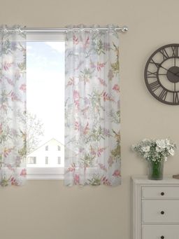 Rosara Home - White Floral Sheer Window Curtain