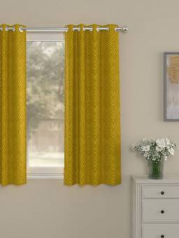 Rosara Home - Mustard Jacquard Regular Window Curtain