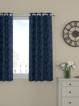 Rosara Home - Navy Blue Jacquard Regular Window Curtain