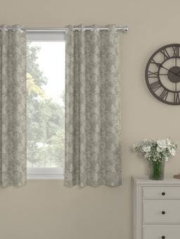Rosara Home - Grey Jacquard Regular Window Curtain