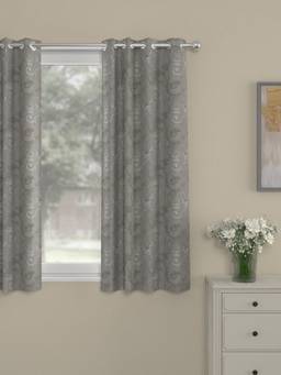 Rosara Home - Grey Jacquard Regular Window Curtain