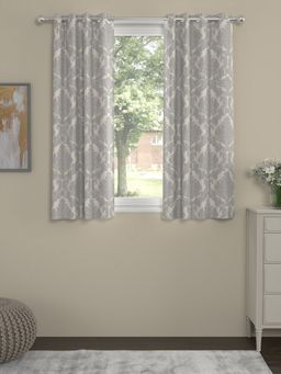 Rosara Home - Grey Classic Regular Window Curtains (Pack of 2) (5 x 4 Feet)