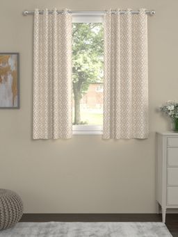 Rosara Home - Beige Geometric Regular Window Curtains (Pack of 2)