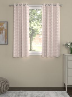 Rosara Home - Pink Geometric Regular Window Curtains (Pack of 2)