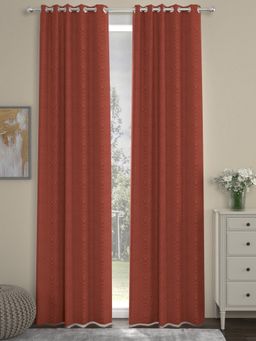 Rosara Home - Rust Jacquard Regular Door Curtains (Pack of 2)