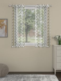 Rosara Home - Multicolour Embroidered Sheer Window Curtains (Pack of 2) (5 x 4 Feet)